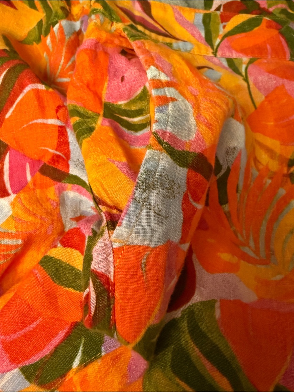 C&C California Wide Leg Pants Orange Tropical Palm Print 100% Linen NWT | Sz XL - Picture 5 of 15